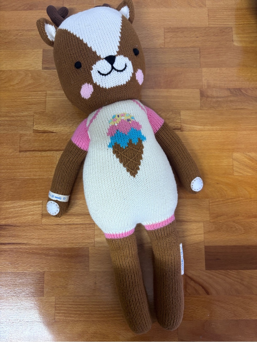 Cuddle + Kind Willow The Deer Knit Doll Ice Cream Outfit Stuffed Animal
